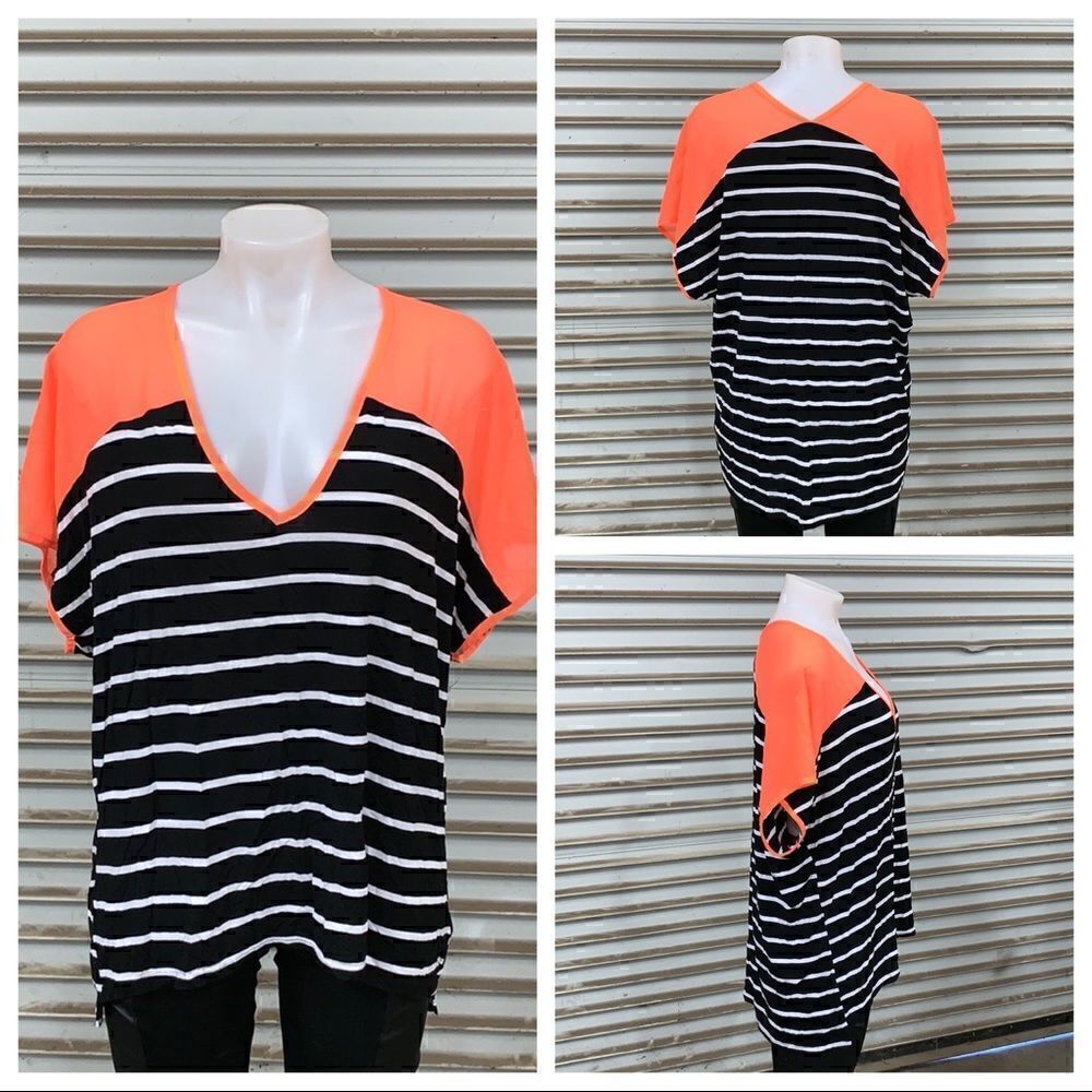 Umgee cotton blend short sleeve stripped top